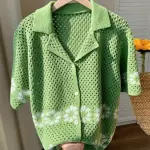 Women's Crochet Floral Open Front Cardigan