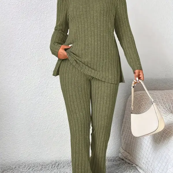 Casual Solid Color Pants Set