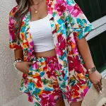 Women's Elegant Floral Print Vacation Two-Piece Set