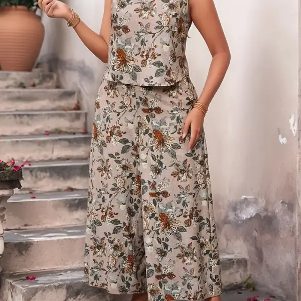 Floral Print Sleeveless Maxi Dress Set