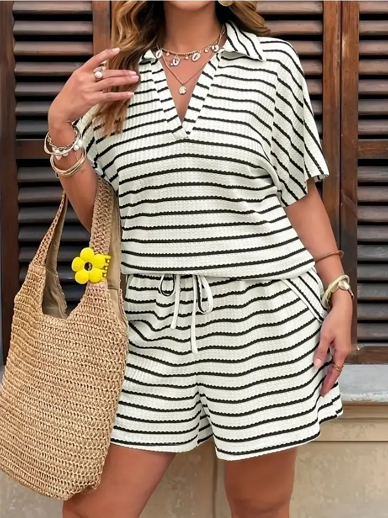 Leopard Print Short Sleeve Button- Shirt and Shorts Set