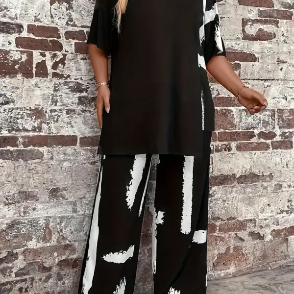 Women'S Black Printed Sweater Set -