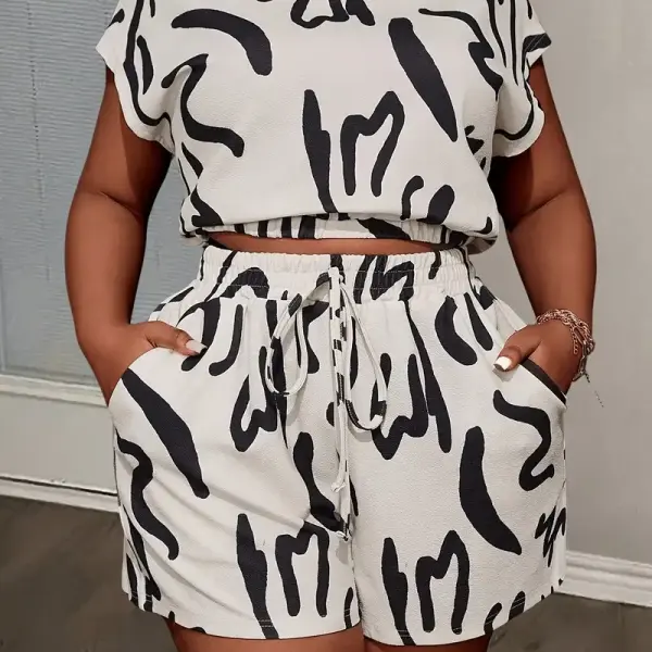 Women'S Elegant Geometric Print Two-Piece Shorts Set