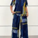 Two-Piece Set with Short Sleeves and Long Pants