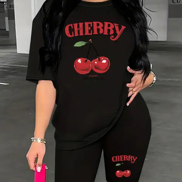 Design letters and cherry fruit print