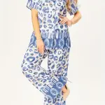 Summer Women's Blue Two-Piece Printed Set