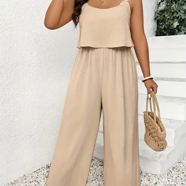 Casual Loose-Fit Jumpsuit with Lace Trim Detail