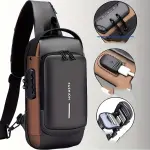 Anti-Theft Password Lock Men's Crossbody Bag with Adjustable Durable Strap