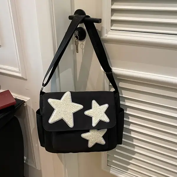 Y2K-Inspired Lightweight Messenger Bag with Star Accents