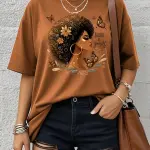 Casual Fashion T-Shirt - Vintage-Inspired Butterfly & Floral Print