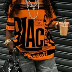 Letter Print Tee round neck