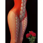 Sexy Red Fishing Net Lingerie Jumpsuit