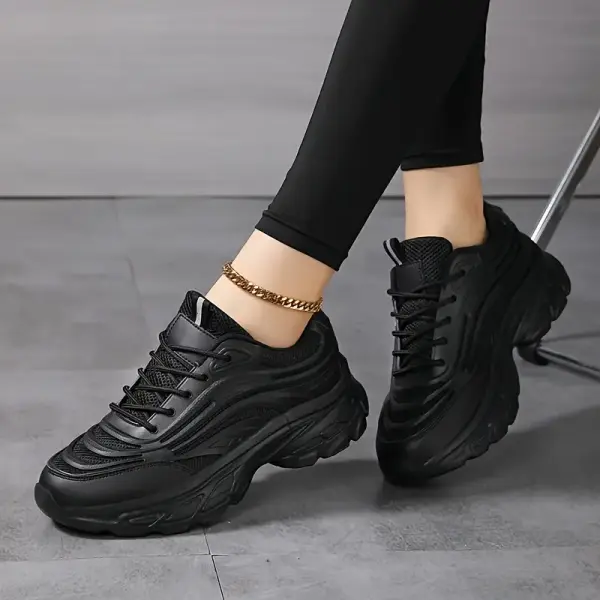 Women'S Casual Lace-Up Sneakers with Thick Sole
