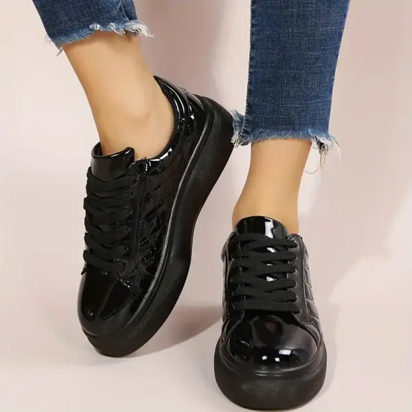 Women's Fashionable Black Platform Sneakers