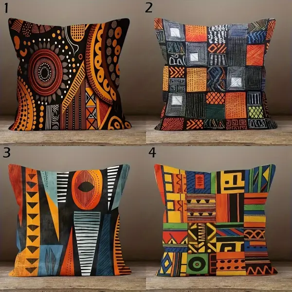 4pcs, Tropical Ethnic Geometric Pattern Pillowcase