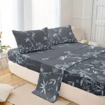 4pcs Elegant Bamboo Leaf Print Fitted Sheet Set