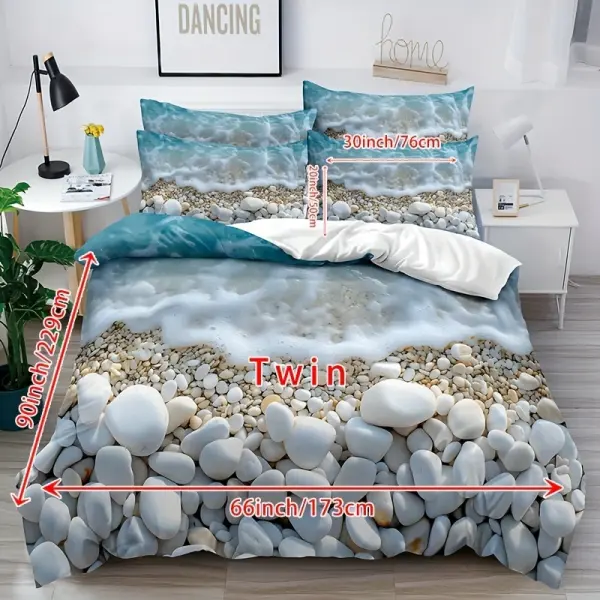 3pcs Seaside Pebbles Duvet Cover Set