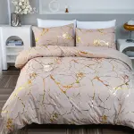 3pcs Classic Hot Stamping Texture Quilt Cover Set