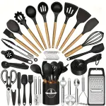 44pcs Silicone Kitchen Utensil Set with Non-Stick Wooden Handles