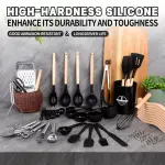 44pcs Silicone Kitchen Utensil Set with Non-Stick Wooden Handles