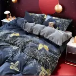 4pcs Retro Butterfly and Floral Pattern Bedding Set