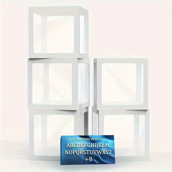5pcs Transparent Balloon Boxes with 27 Letters Party Decoration Kit - Versatile Background