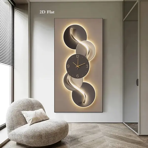 1pc Extra Large Modern Minimalist Abstract Clock - LED Illuminated Canvas Wall Art