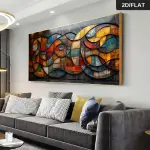 2D Flat, 1pc Frameless Modern Abstract Canvas Art Wall Decor