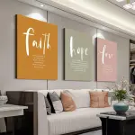 3pcs Wooden Framed Canvas Poster faith, hope, love, bible verse