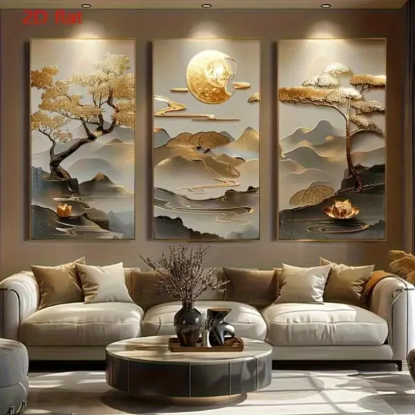 2D Flat, 3pcs Modern Art Decor Canvas Posters