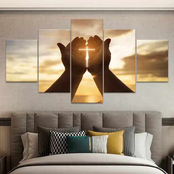 2D Flat, [2D FLAT] 5pcs Frame Prayer Hand Canvas Poster