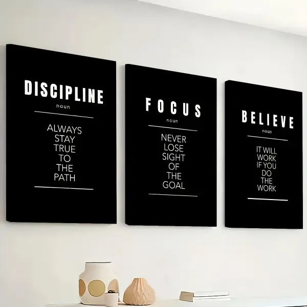 2D Flat Three 2D Prints, Framed Canvas Paintings