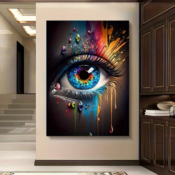 1pc Frameless Abstract Colored Eye Canvas Wall Art