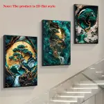3pcs Jade Green & Golden Marble Canvas Art Prints