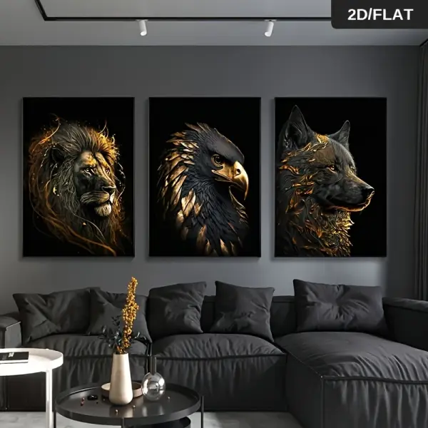 3pcs Frameless Canvas Wall Art - Black Sports Car in Dark