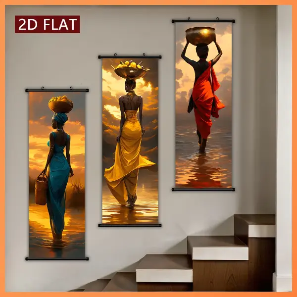 3pcs African Sunset Theme Plastic Scroll