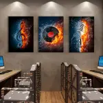 3pcs Abstract Canvas Painting Guitar Notes Printed Poster