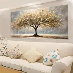 1 Elegant Tree of Life Golden Leaf Canvas Wall Art