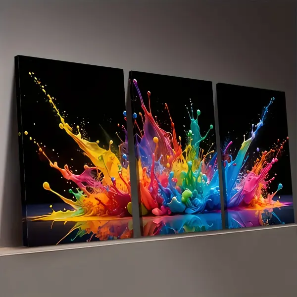 2D Flat, Set of 3 2D Flat Printed Frames and Posters