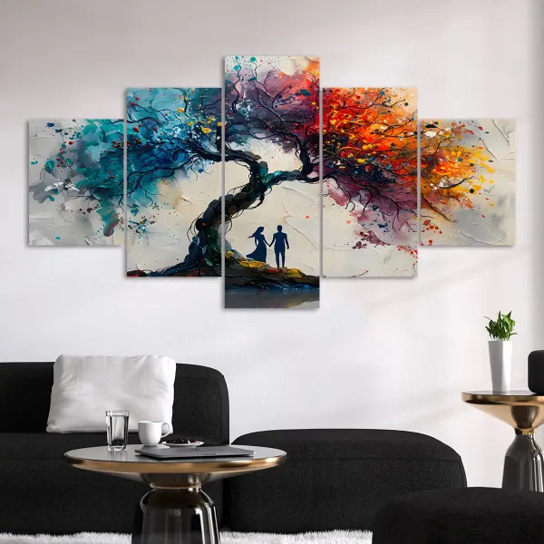 5pcs Canvas Poster, Tree Of Life Art Painting