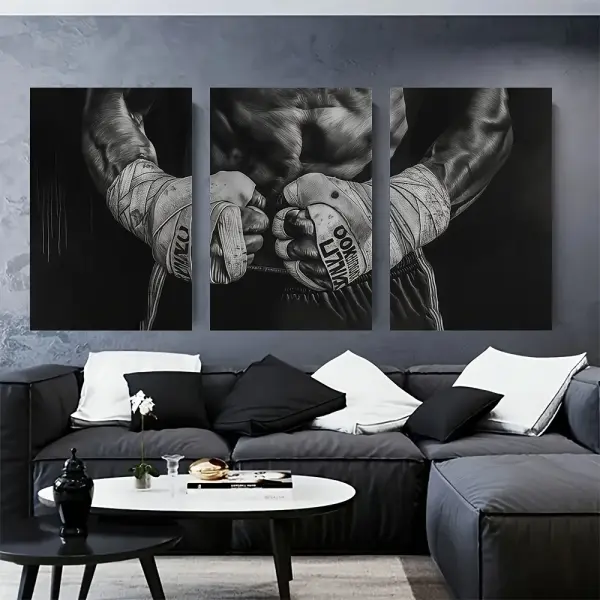3pcs Black Boxing Canvas Art Set