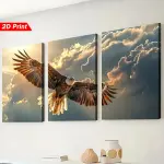 2D Flat, [2D/Flat Print] 3pcs Framed Canvas Painting And Poster