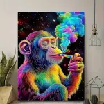 Rainbow Monkey Canvas Art with Wooden Frame