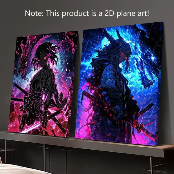 Set of 2 Wooden Framed Canvas