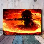 1pc Fiery Anime Warrior Canvas Art