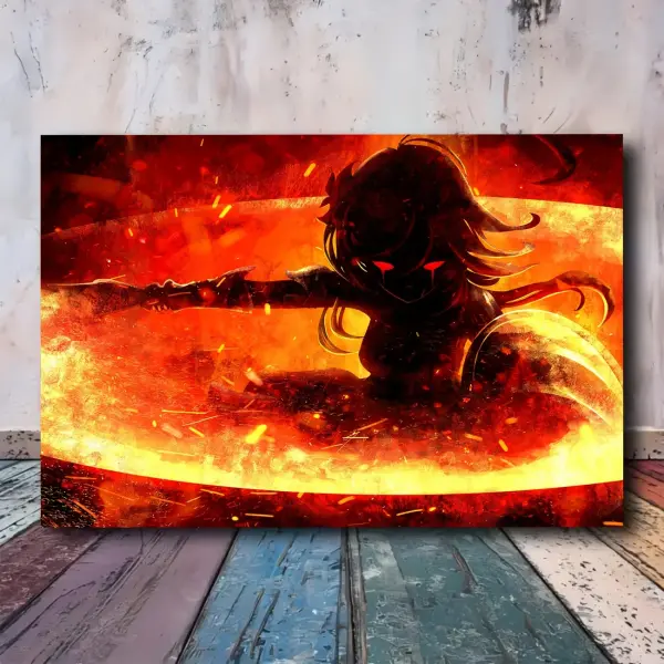 1pc Fiery Anime Warrior Canvas Art