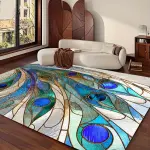 850g/m² Velvet Material, INS Style Peacock Feather Pattern Mat