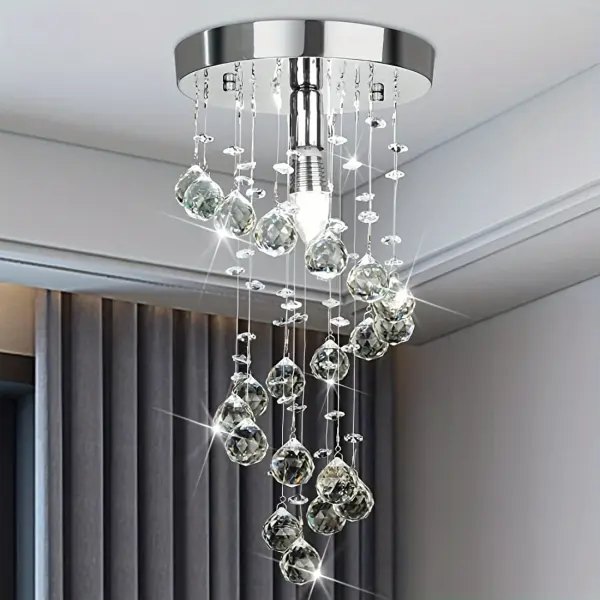 ASLINSTANT 1pc Modern Crystal Chandelier, 19.94cm Semi Flush Mount Ceiling Light