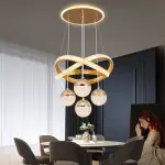 Light Luxury Modern Elegant Glamorous LED Three-Color Dimming 4-Light Golden Black White Diamond Pattern