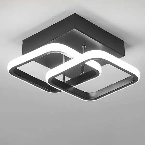 1pc Modern Black/White Square Pendant Light, 3000-6000K Dimmable Metal Chandelier with Silicone Shade